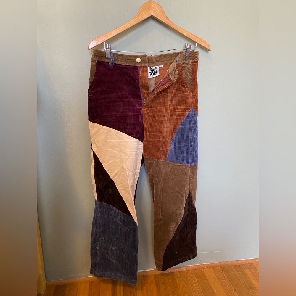 Kina and Tam Cropped Corduroy Patchwork Pants